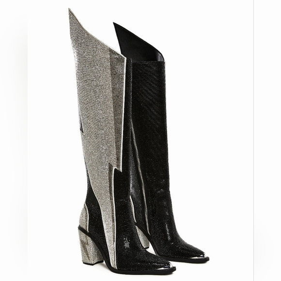 Dolls Kill Sheriff Shine Knee High Boots - Noir Ziggy - Club EXX - NWOT - Picture 3 of 12